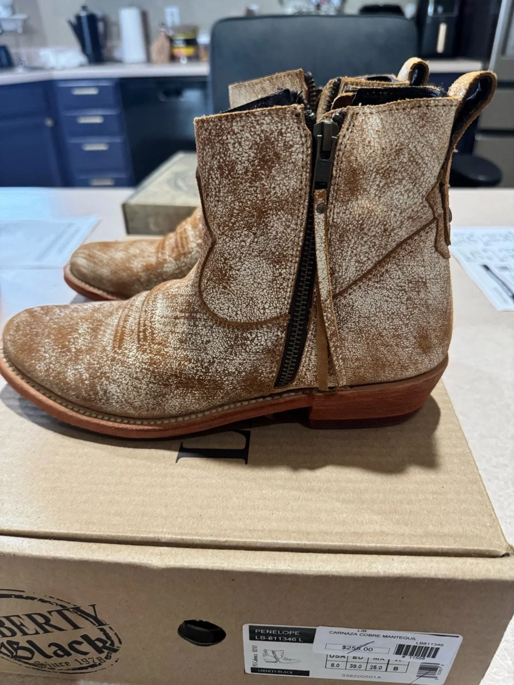 Liberty Black Rustic Tan Zip Ankle Boots